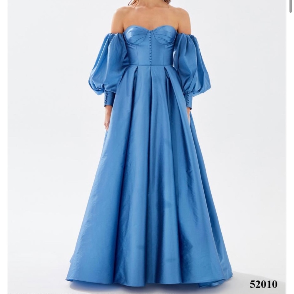 Tarik Ediz 52010 Blue Off the Shoulder gown dress